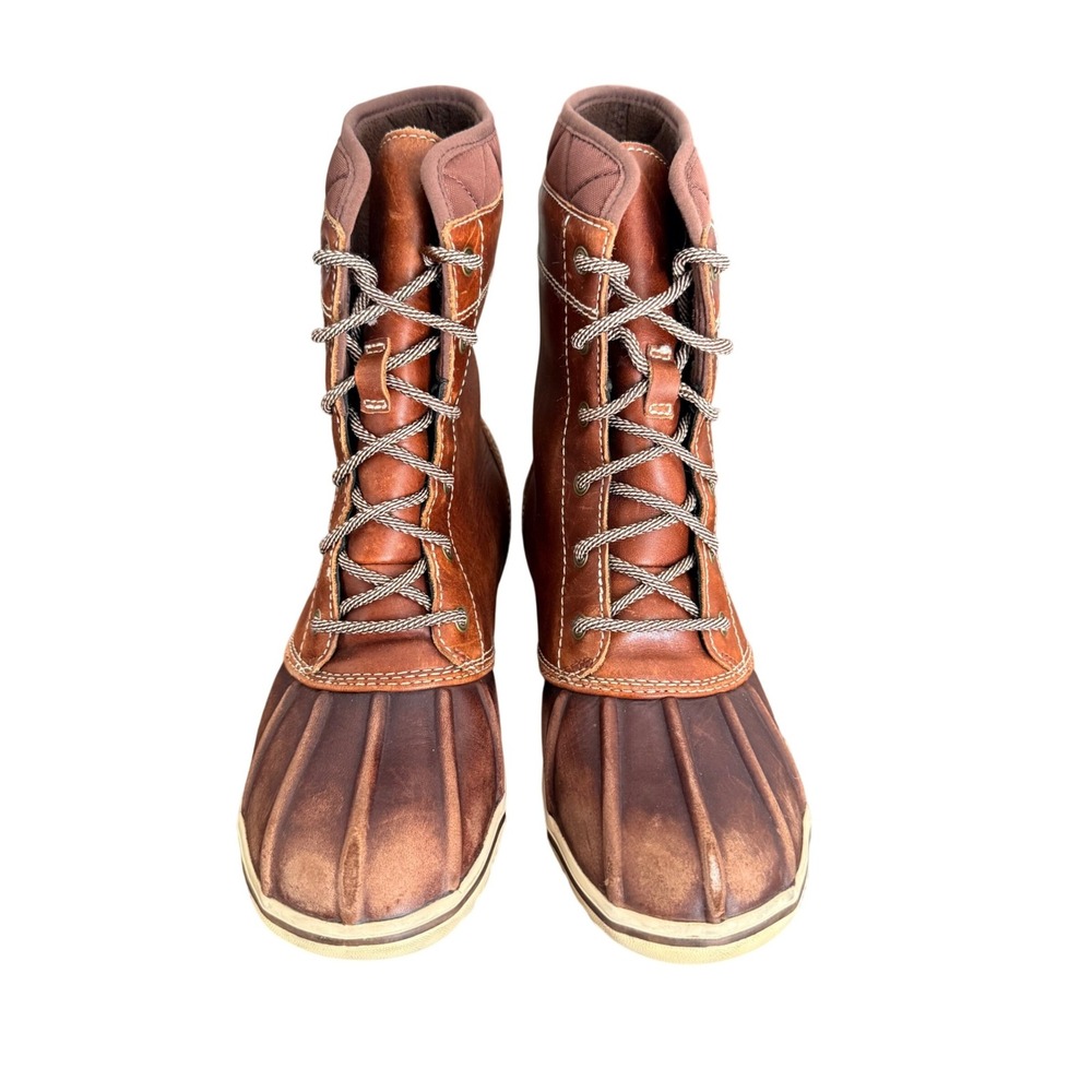 LL Bean Tek 2.5 Leather Duck Boots Brown Waterproof Lace Up Women SiE 7.5
